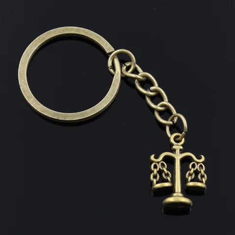 Fashion Men 30mm Keychain DIY Metal Holder Chain Vintage Libra Scales Of Justice 22x17mm Silver Color Pendant Gift