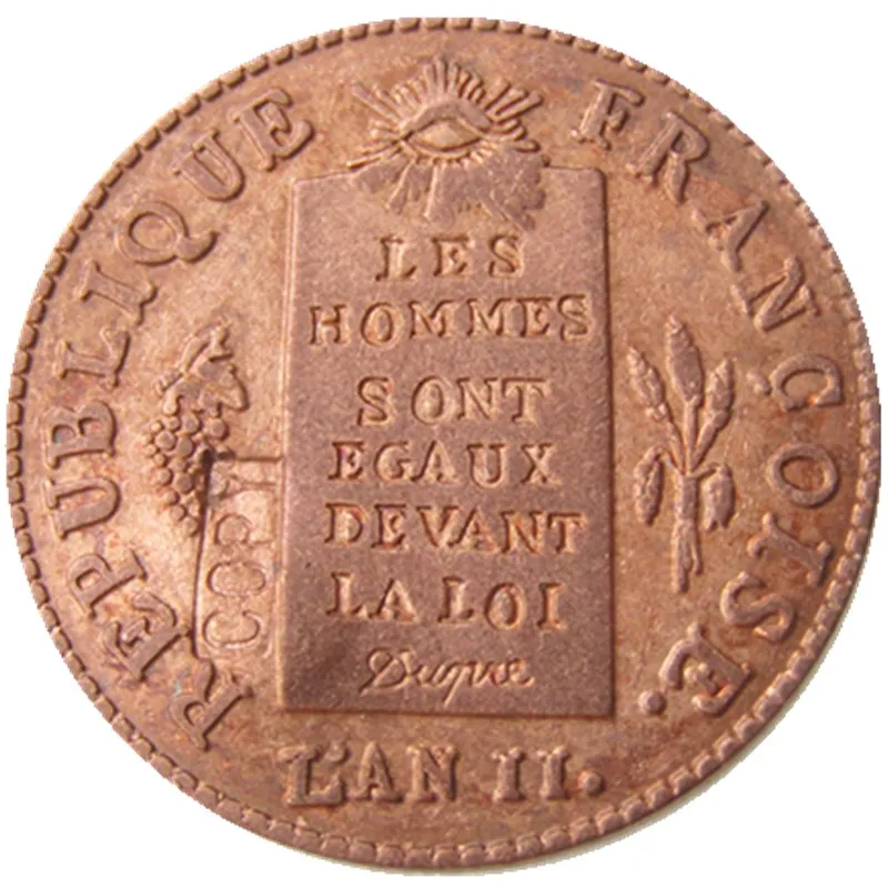 

France 1793H 1/2S 100% Copper Copy Coins
