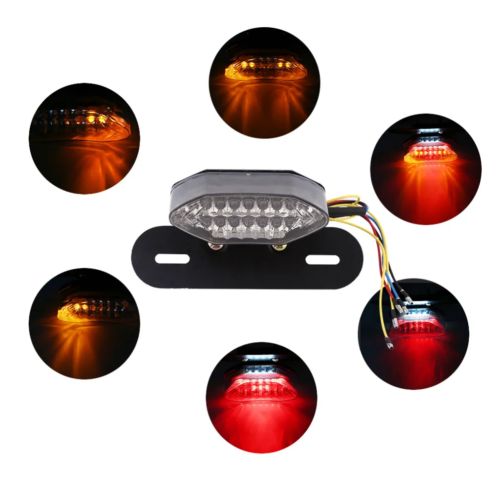 16led Motorcycle Quad Atv Tail Brake+turn Signals Lights License Plate