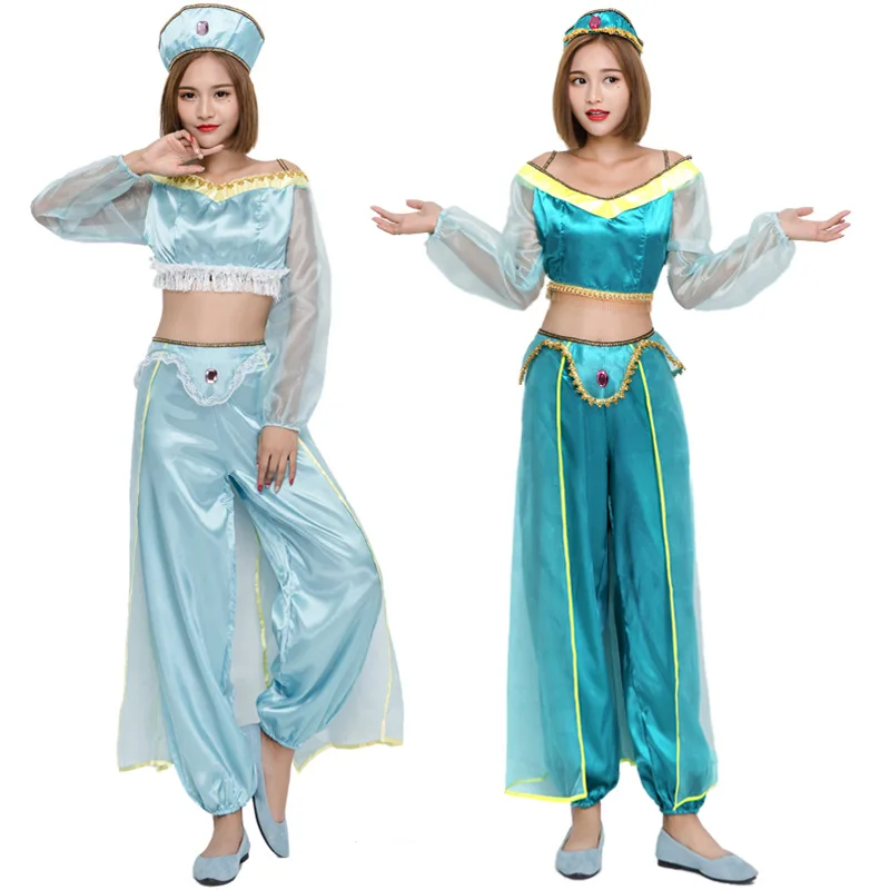 fairy tale aladdin princess jasmine cosplay halloween costumes 2017 women fancy dress in wonderland satgewear belly - Halloween Jasmine fairy tale aladdin princess jasmine cosplay halloween costumes 2017 women fancy dress in wonderland satgewear belly - Halloween Jasmine