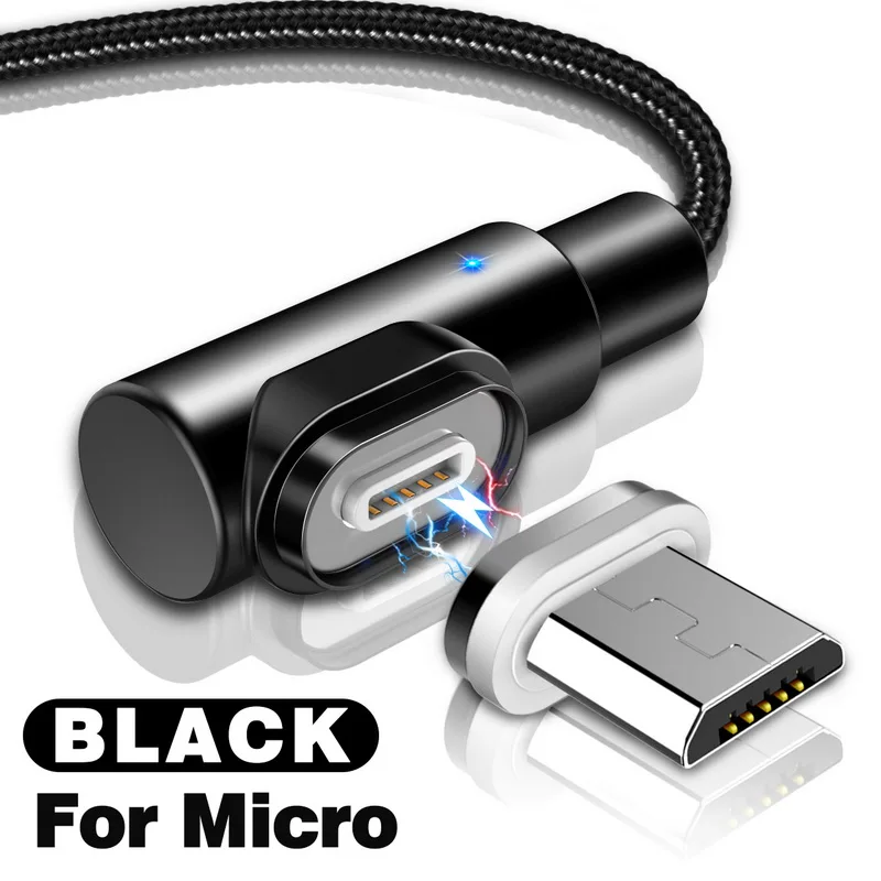 Магнитный кабель GETIHU 2.5A для быстрой зарядки iPhone X 8 samsung Micro usb type C Quick Charge 3,0 Магнитный шнур для зарядки и передачи данных - Цвет: For Micro Black