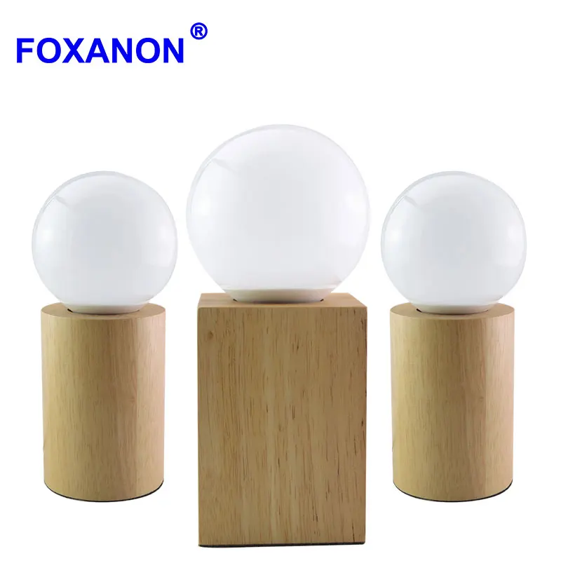 

Foxanon Real Wood Table light E27 Hand-polished Mini Table Lamp Retro Edison Bulb Lamps Modern Desk light lighting For Home