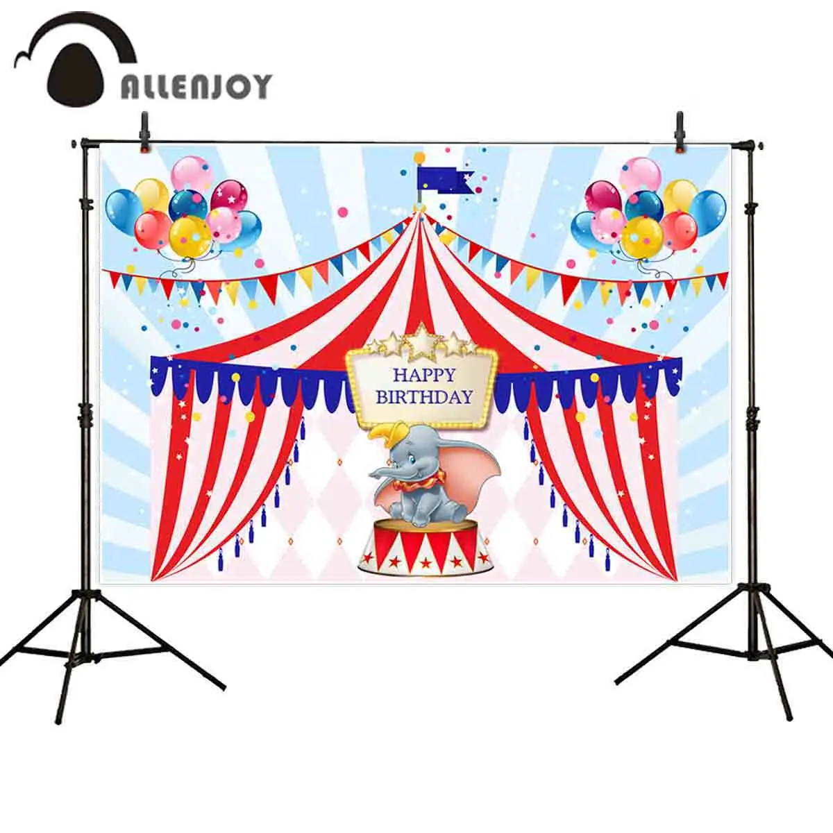 Allenjoy Новые поступления фото фон день рождения цирк Дамбо Золотая рамка воздушный шар фотобудка для фотосессии Студия фотография фон