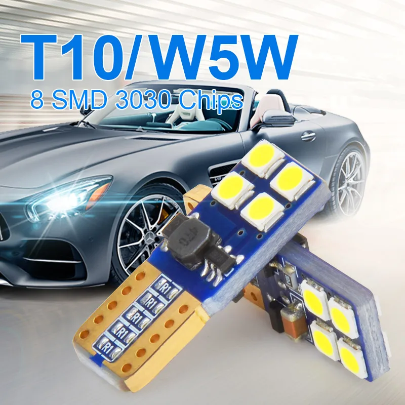 NAO w5w T10 лампы t10 Светодиодные лампы 8smd 3030 светодиодных чипов 12v авто светодиодный светильник номерного знака светильник 6000K белый желтый красный f: кристально-голубой