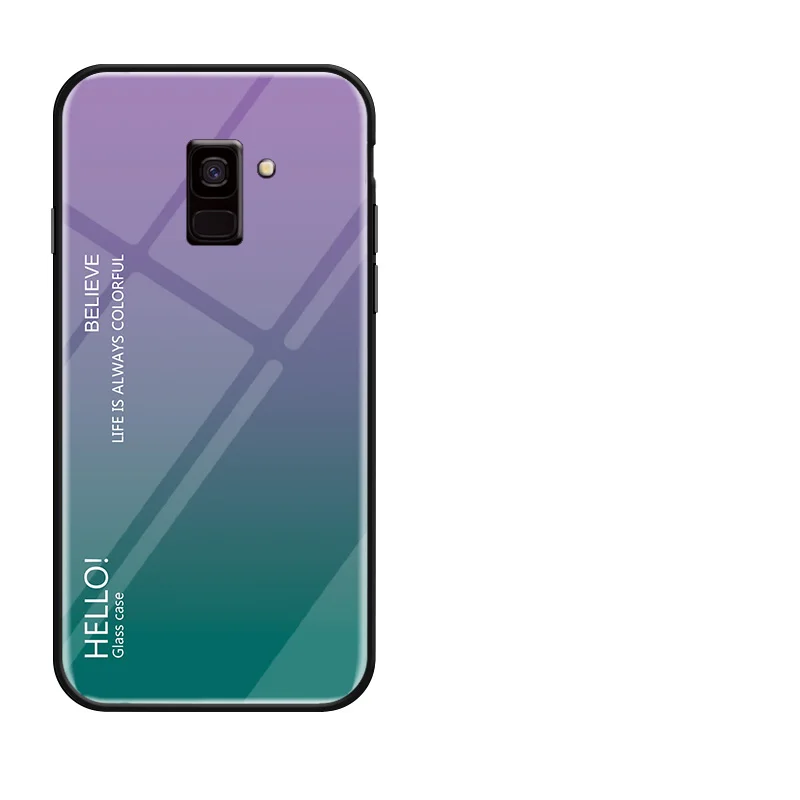 Чехлы для samsung Galaxy A6 Dual SIM SM A600 A600F градиентный чехол из закаленного стекла для samsung A6 Plus A605 A605F pop - Цвет: Purple