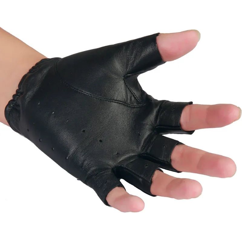 Весенние мужские перчатки из натуральной кожи для вождения, овчины, перчатки без пальцев, высокое качество, дышащие Тактические Перчатки для фитнеса
