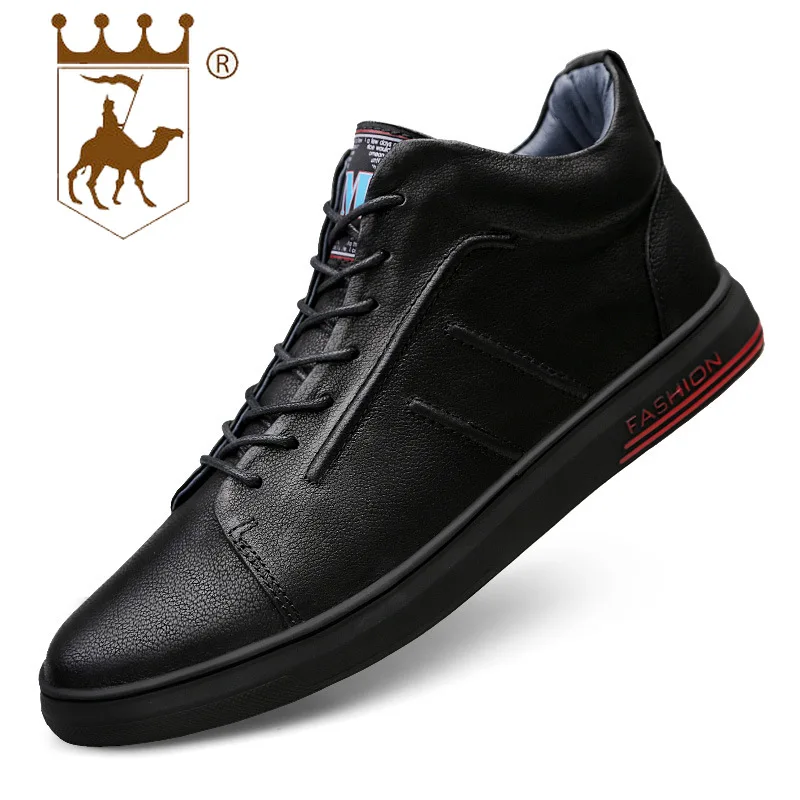 

2018 autumn winter new plus velvet mens cotton shoes casual leather boots outdoor non-slip warm snow boots high quality footwear