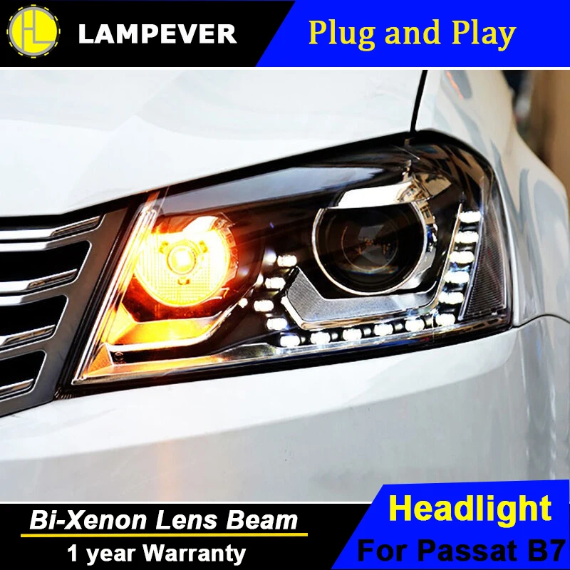 Lampever Style для VW Volkswagen Passat B7 фары 2012-2016 светодиодный биксеноновые линзы DRL HID