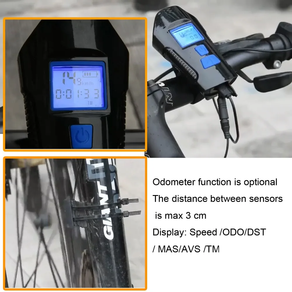 Top Bike Light Usb Rechargeable LED Road Front Flashlight Lamp Bicycle Accessories Computer Odometer Bell Speaker Horn 3 in 1 Option 9