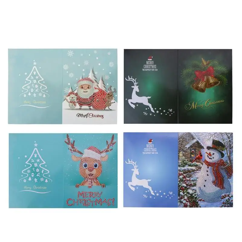 

5D DIY Diamond Painting Christmas Paper Greeting Postcards Craft Cross Stitch Embroidery Mosaic Kit For Kids Festival Greet