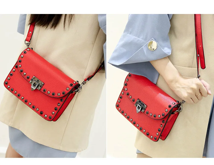 Женский цветной ремень через плечо с заклепками модная маленькая квадратная сумка через плечо двойная пряжка на пояс Пряжка сумка-мессенджер