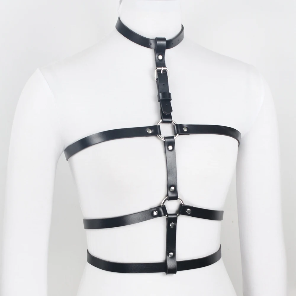 

Body Bondage For Female Leather Harness Belts With High Quality Metal O Ring Punk Harajuku Suspenders Black Women Sexy Belt