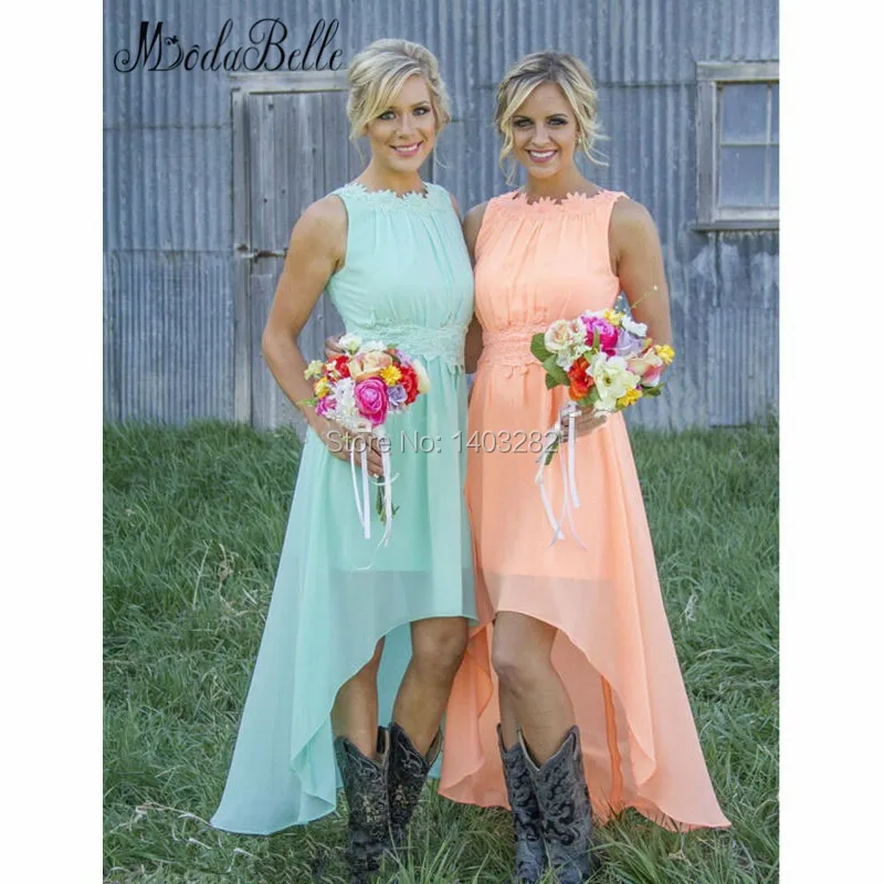 2016 Country Wedding High Low font b Bridesmaid b font font b Dresses b font Long