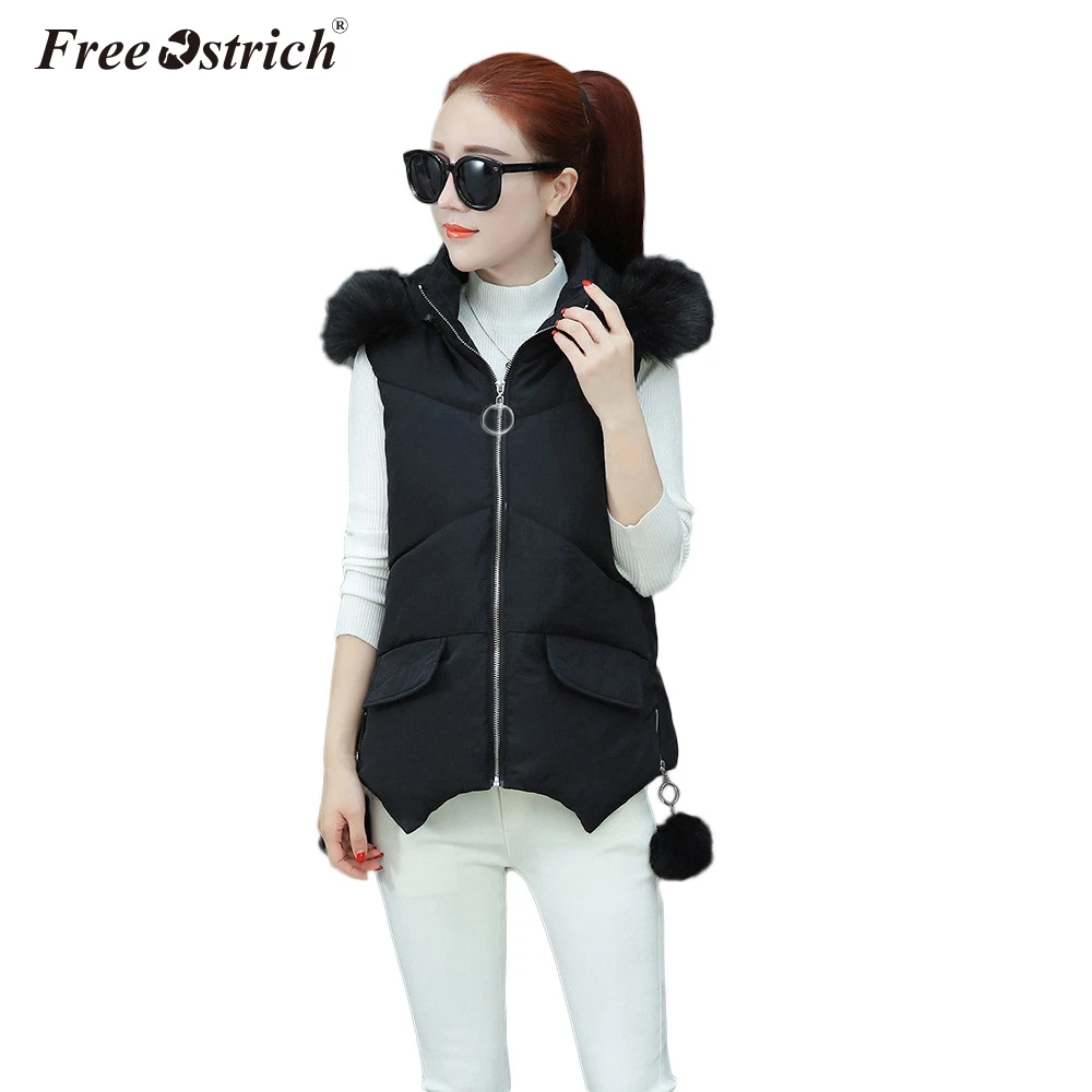 

Free Ostrich Vest 2019 Female New Winter Short Slim Thin Thick Vest Women Vest Gilet Femme Wholesale warm woman jacket YS45