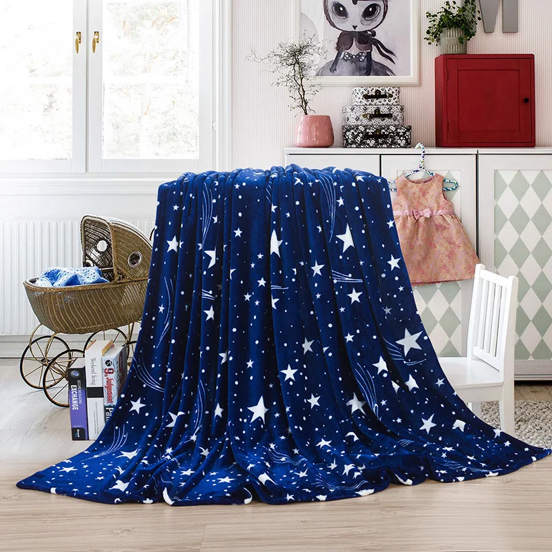 

Fashion Blue Star Sky throw blanket blanket coral Cashmere Blanket Warm And Supple Blanket for Child Adult Bedroom kids Bed sofa