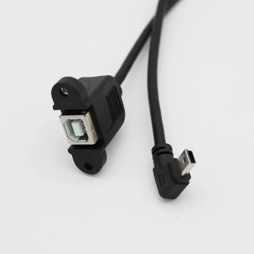 1 шт. мини 5 контактный мужской левый угол к USB 2 0 B гнездовой панельный