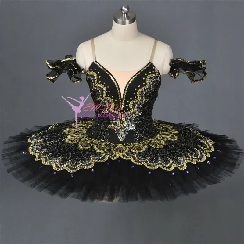 Черные золотые профессиональные Балетные костюмы для женщин Лебединое озеро сценическое платье-пачка классическая балетная пачка костюм
