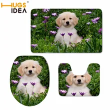HUGSIDEA милая собака с цветочным принтом 3 шт. чехол для сиденья унитаза для ванной продукты HalStyle стойка для тряпок+ крышка Крышка для унитаза+ коврик для ванной