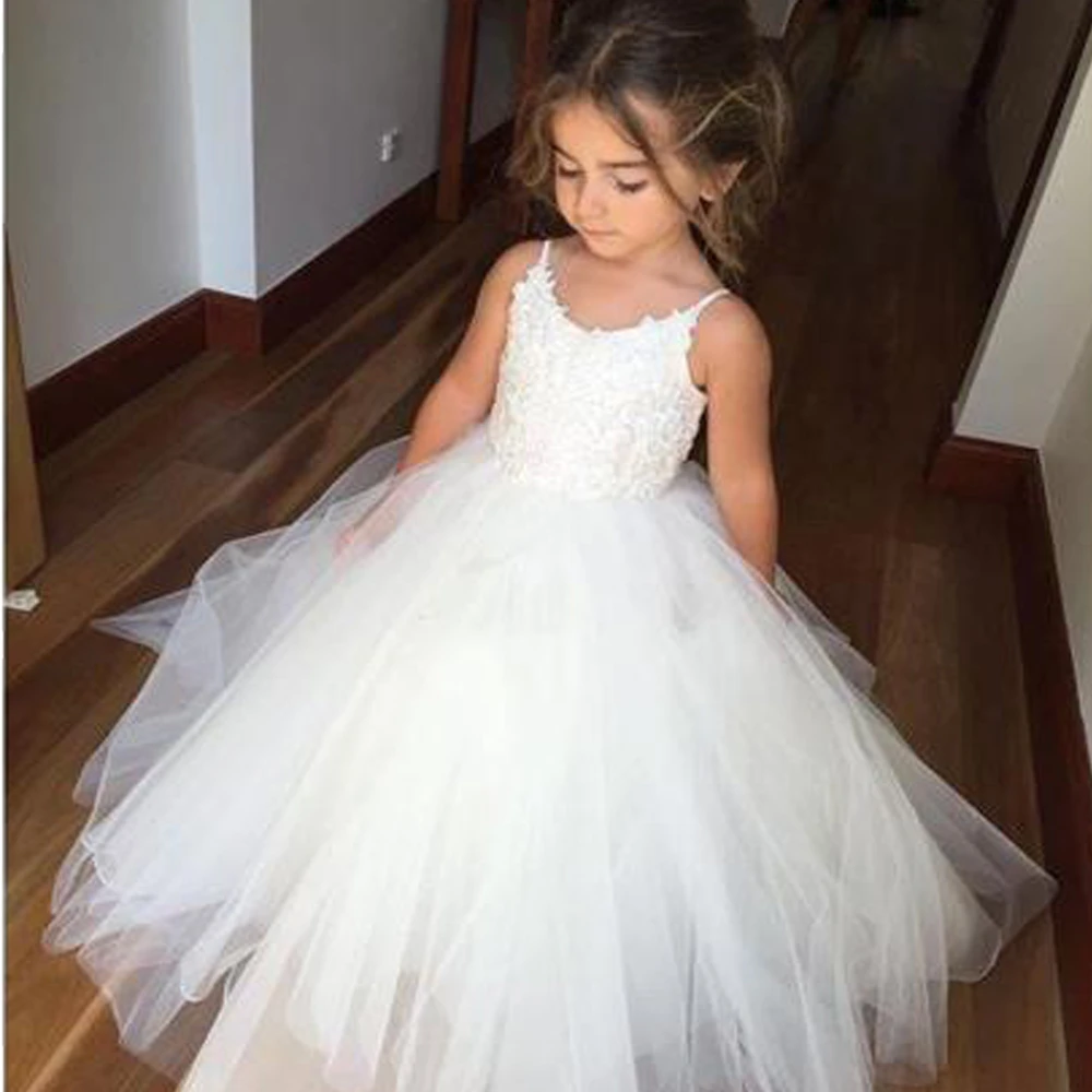 Vestido de daminha 2019 vestidos de primera comunión para niñas sin mangas Vestido de fiesta Apliques de encaje vestidos de flores para para bodas|Vestidos floreados de niña| - AliExpress