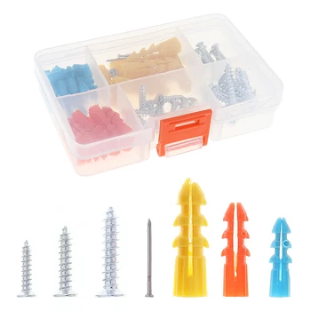 

65pcs/set Screw Parts Box with Three-color Fixing Nail and Three-size Screws for Electric Screwdriver Installation Tool