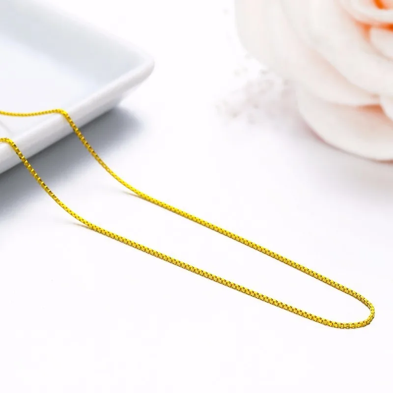 35cm-80cm Tiny Real 925 Sterling Silver with Gold Color Slim Box Chain Necklace Womens Kids Girls Mens Jewelry kolye collares - Image 5