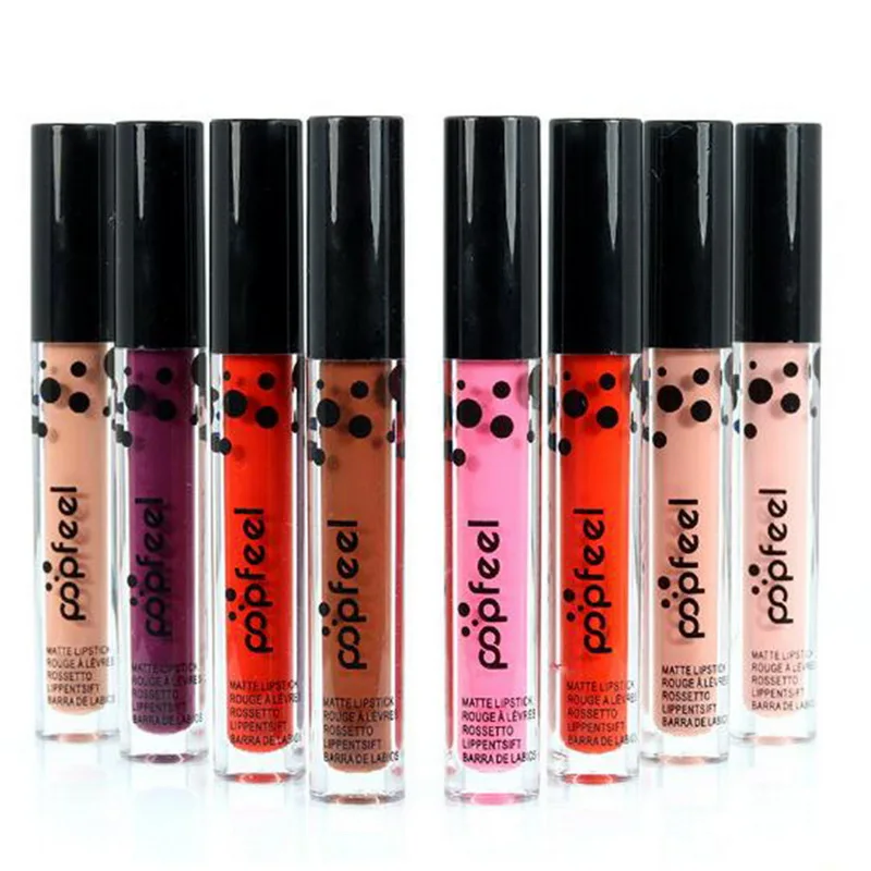 POPFEEL 8Pcs/Set Liquid Matte Lip Glos Set Long Lasting Waterproof