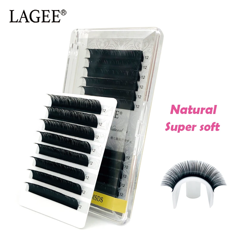

LAGEE 12Rows JBCD Curl Handmade Synthemic Mink Silk Eyelashes Extension Professional Natural Soft Individual Single False Lashes