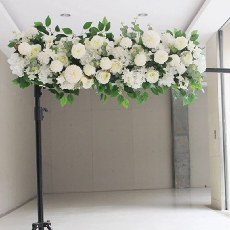 

50cm Length Silk Flower with Foam DIY Arch Flower Row Acanthosphere Rose Peony Mix Flower for Wedding Backdrop Decoration