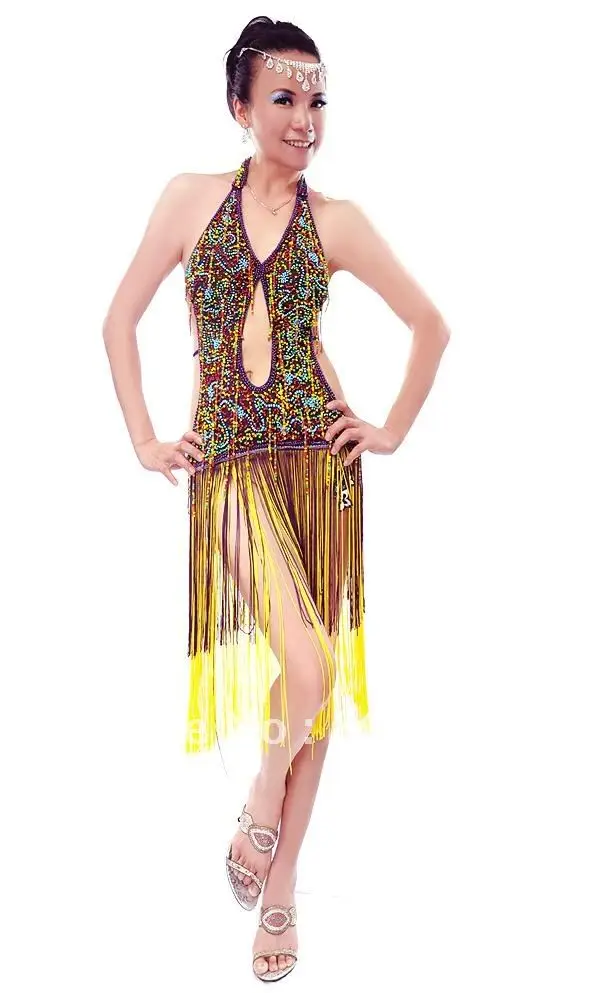 Высокое качество танец живота костюм Латинский Бальный Танец бюстгальтер топ юбка платье 4 цвета