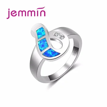

Spinner Ring 925 Stamp Sterling silver Hollow Rings Fine Blue Opal Letter Wedding Rings for Women Party Gift For men