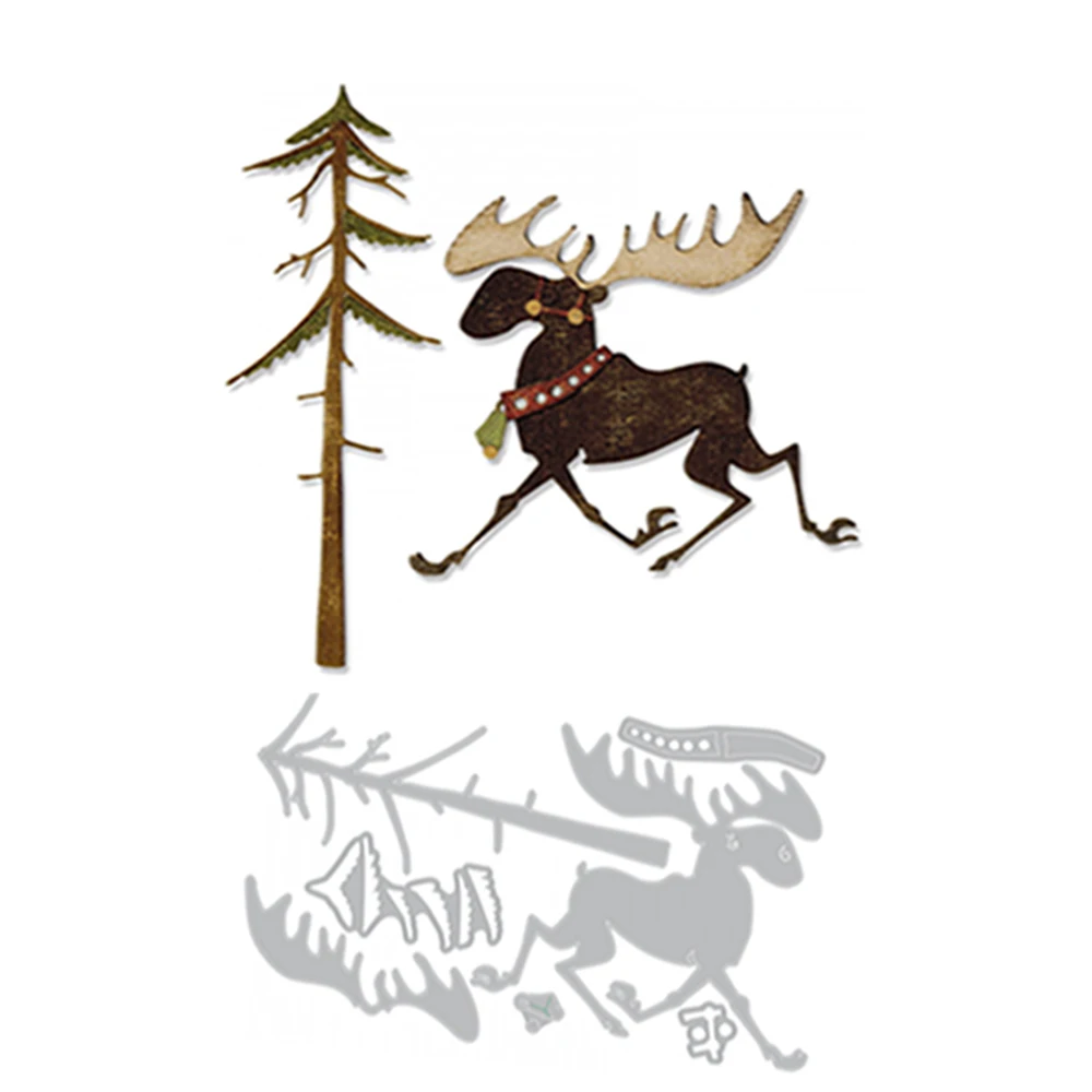 

Running Elk Set Metal Cutting dies Scrapbooking Photo Album Handcrafts Embossing DIY Paper card Making Stencils Templates