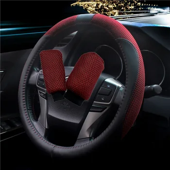 

3D Summer Mesh Steering Wheel Cover Set 3PCS Leather Auto Wheels Covers Breathable Car Steering-Wheel Hub Cases
