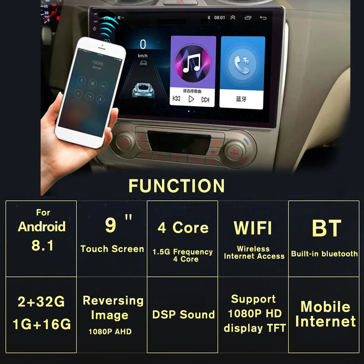Discount NEW 2 DIN 9 Inch Android 8.1 GPS Navigation Touchscreen Quad-core Car Radio For 2004 2005 2006-2011 FOR  Exi AT 5