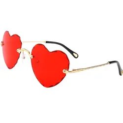 Красивые солнцезащитные очки без оправы женские в форме сердца UV400 милые очки градиентные цвета солнцезащитные очки