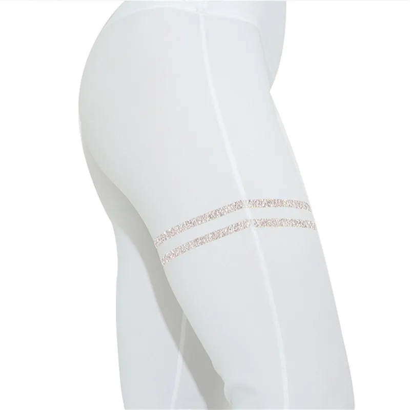 Полосатые штаны для йоги с эффектом пуш-ап, женские спортивные Леггинсы, Женские Бесшовные штаны для фитнеса, бега, бега, йоги, тренажерного зала - Цвет: Silver White Of 5006