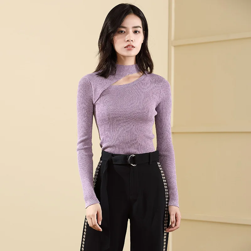 2018 New Sweater Half-high Round Neck Bottoming Shirt Slim Solid Color Fashion Bottoming Sweater vestidos