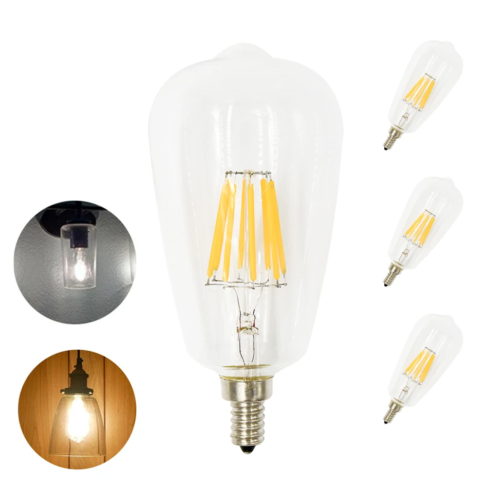 8W ST64 Edison LED Bulbs, ST64 LED E12 Candelabra Bulb, 800 Lumen, 80W