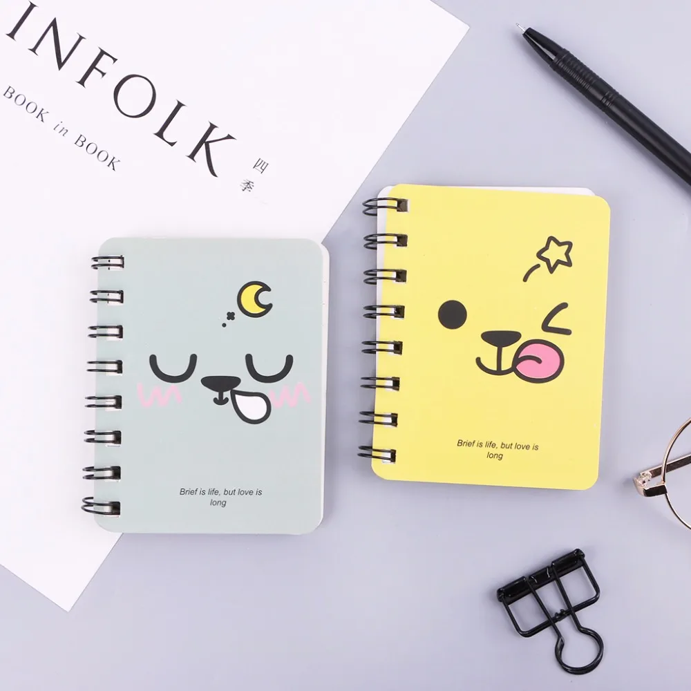 Smiling Face Daily Office Supplies Planner Spiral Notebook Diary Memo Notepad 