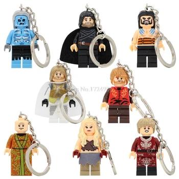 Game of Thrones Jon Snow Lannister Daenerys Figure Keychain A Song of Ice and Fire Keys Ring DIY Chain Building Blocks Toys