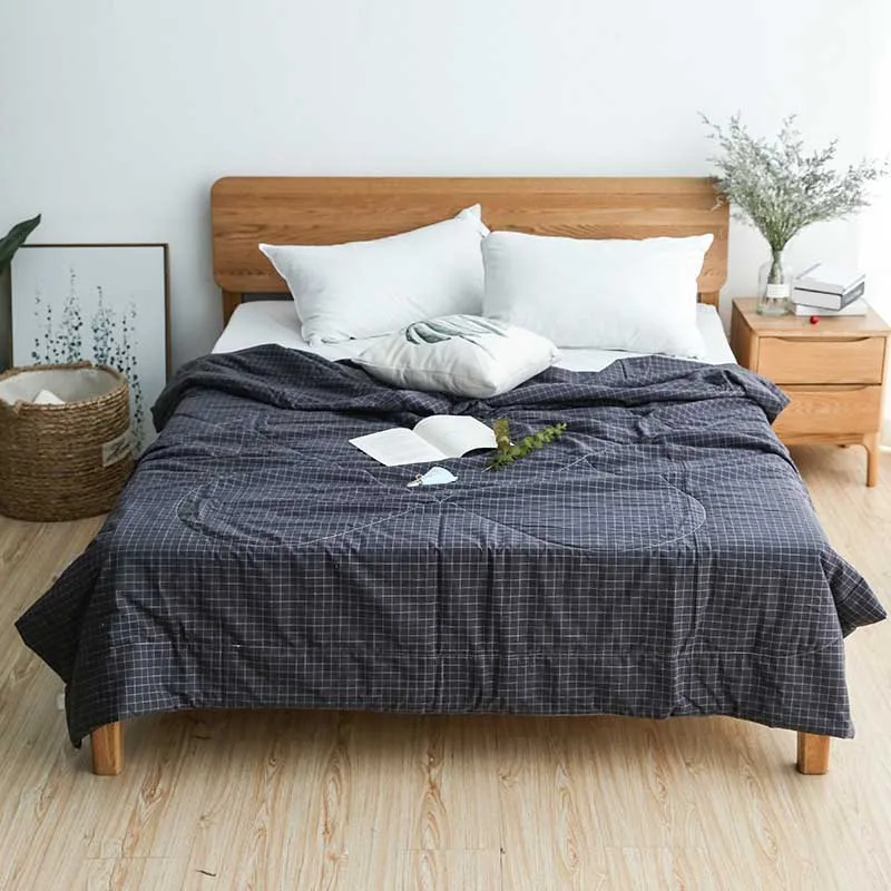Dark Grey Новое клетчатое дышащее летнее одеяло, одеяло, одиночное, двойное, для людей, Сиеста, одеяло s для взрослых, детей, путешествия, покрывало, постельные принадлежности - Цвет: Dark Grey
