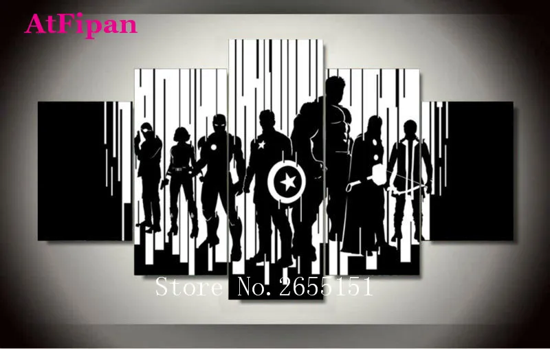 AtFipan Modern Home Decor Black White Avengers Canvas Art Painting Unframed Wall Pictures For Bedroom Perfect Modular | Дом и сад