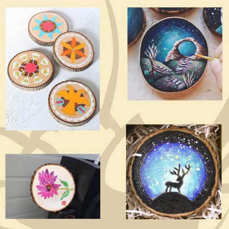 20pcs-10-12CM-Wooden-Disks-Crafts-Paint-Decor-Wood-Log-Slices-Discs-Cutout-Circle-Round-Large