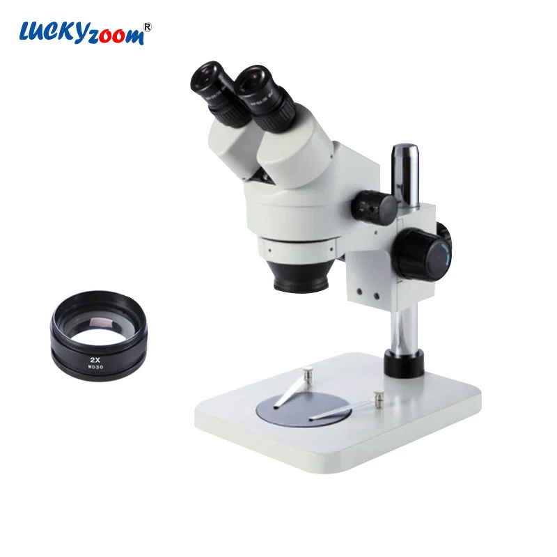

7X-90X Table Pillar Stand Binocular Stereo Microscope 2.0X Objective Lens Zoom Microscope Accessories For Soldering Phone Repair