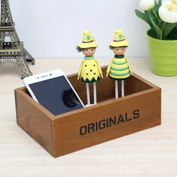 

Zakka style restoring wooden jewelry cosmetics desktop sundry storage box meaty plant flower pot storage box