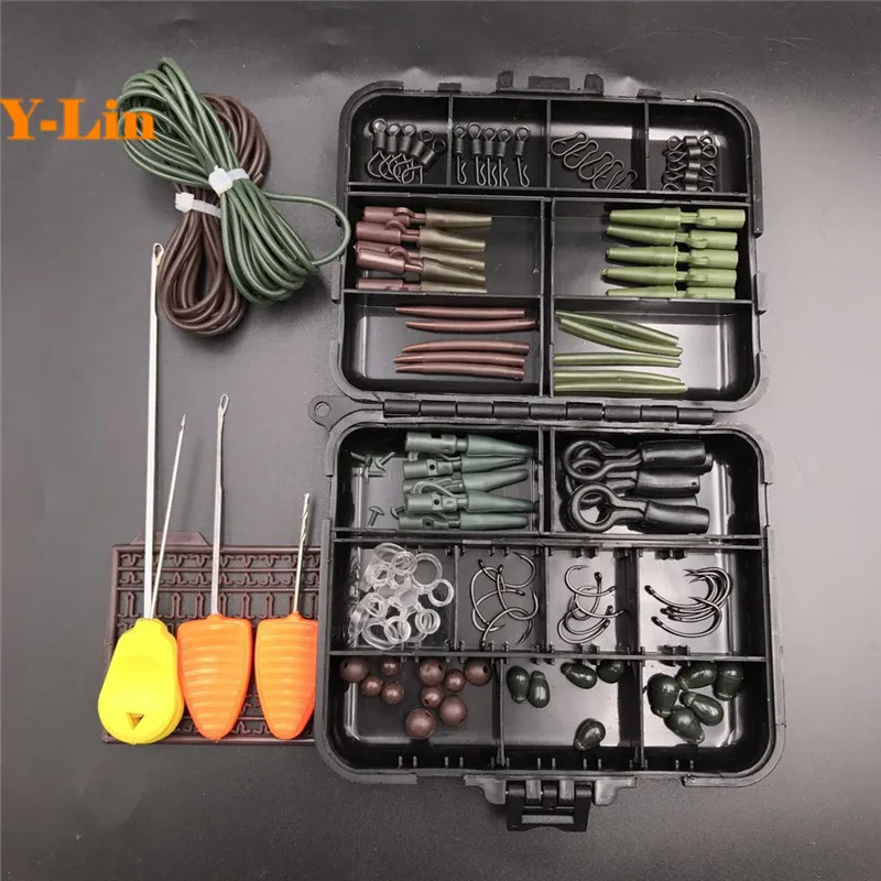 

Carp fishing tackle lures box baiting boilies splicing needles clips swivels quick change PE beads Teflon hooks bait bend sleeve
