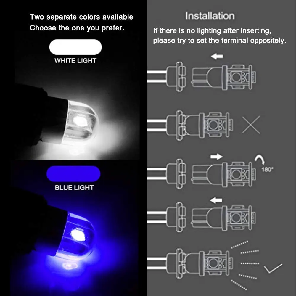 1 шт 12V T10 светодиодный 194 168 W5W 2 SMD 3030 автомобильный клиновидный светильник s купольный светильник сбоку Габаритные фары внутреннего освещения