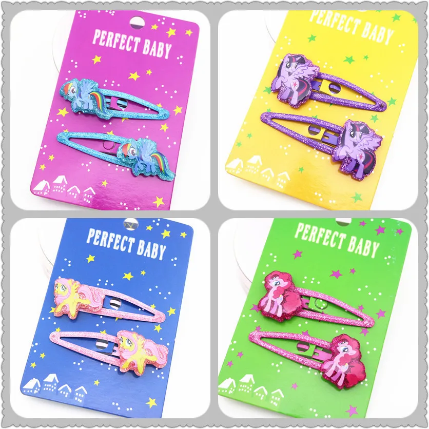 

2 PCS New Design Cute Pony Girls Hair Accessories Kids Hairpins Children Headwear Baby Clips Headdress Princess BB Clips