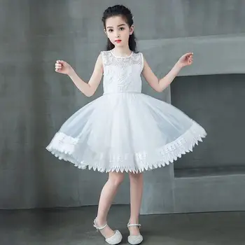 

2019 New Teenage Girls Lace Flower Tutu Princess Dress Kids Dresses For Girls Wedding Party Gowns Baby Girl Clothes Vestido F59