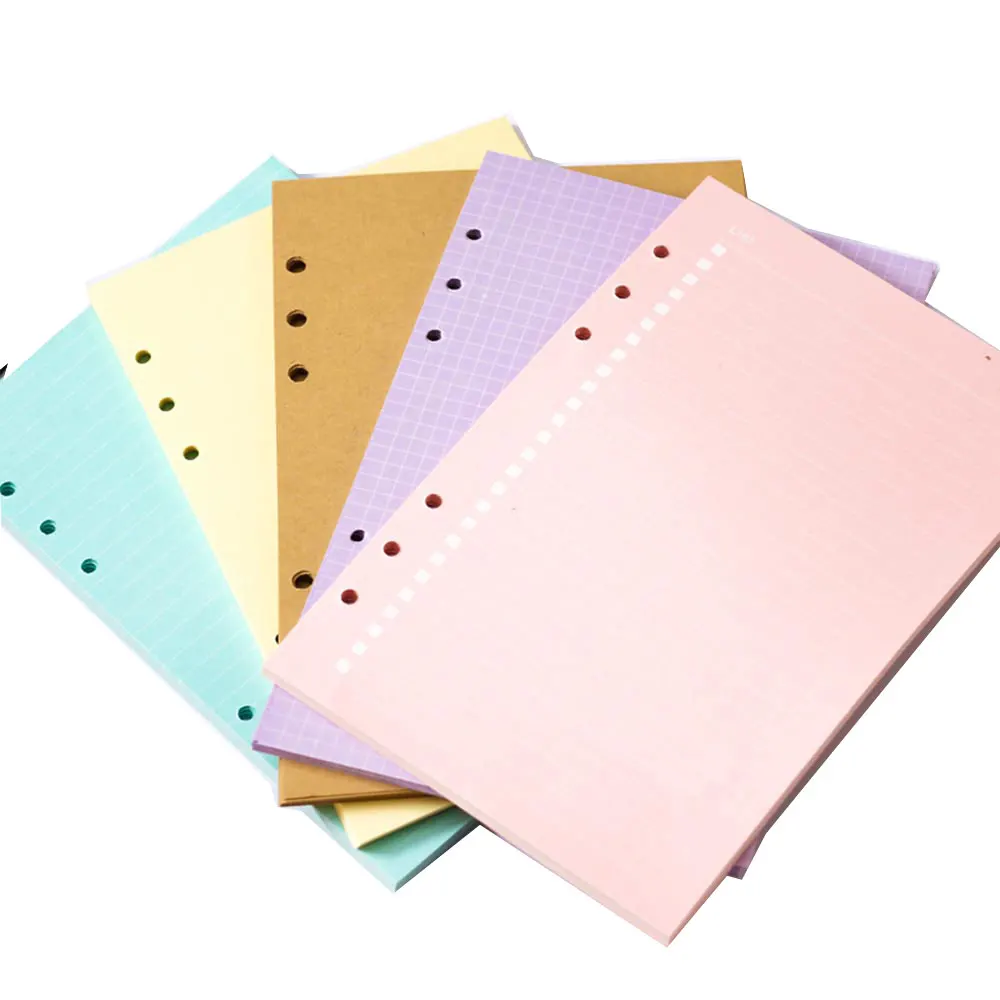 notebook planner journal A5 A6 color refill papers loose leaf sub slip