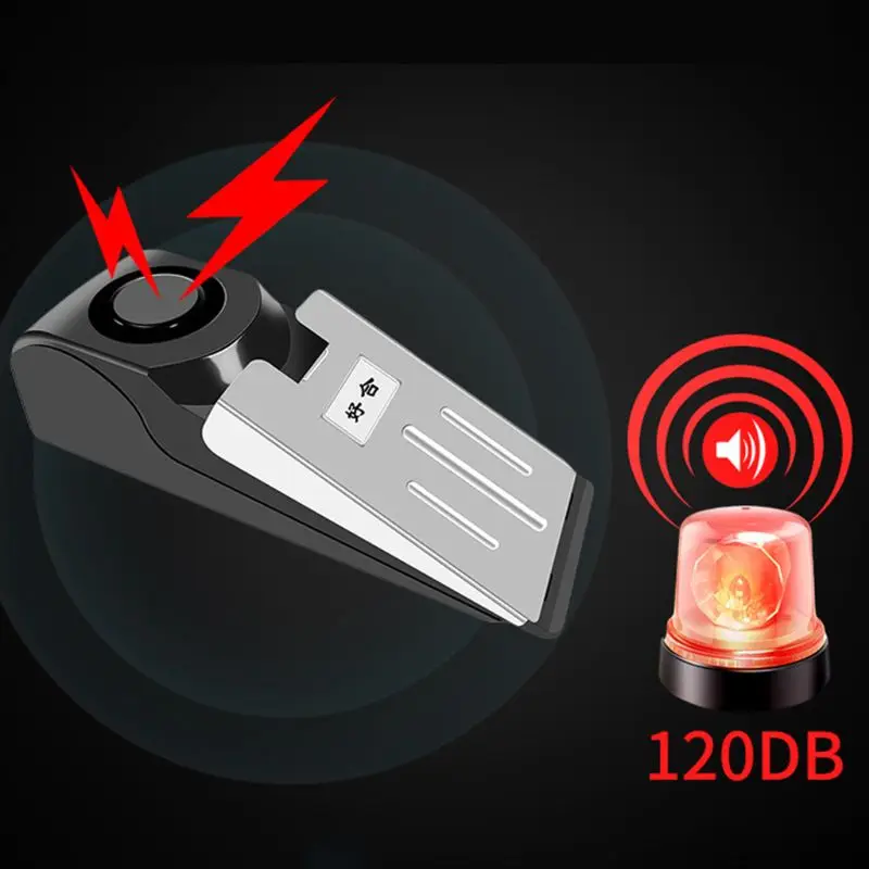 

120dB Door Stop Alarm Portable Vibration Alert Burglar Security Door Stopper System for Home Travel Wireless Safety Tools
